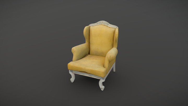 Worn yellow armchair 3D Model