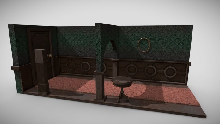 Victorian Hallway with Props 3D Model