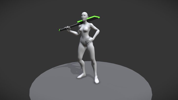 Female Warrior Animation Cycles 3D Model