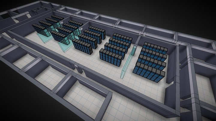 server room with server 3D Model
