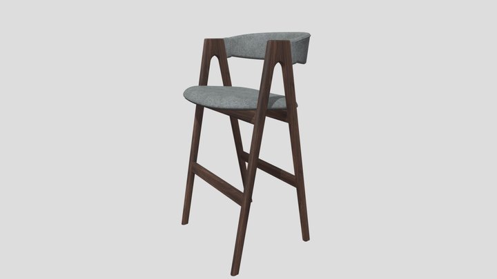 Стул барный высокий из массива дерева – Free 3D Model STL