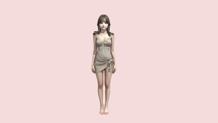 Cute Asian Girl 3D Model
