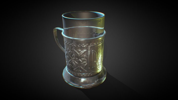 Metal CUP HOLDER, Ukrainian symbolic | lowpoly 3D Model