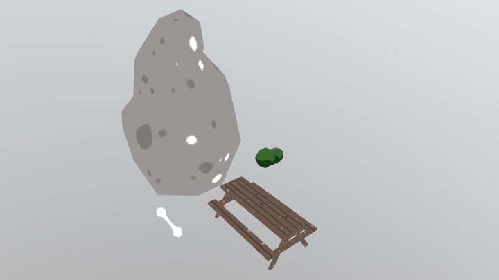 Stylized Low Poly Rock & Other Assets 3D Model