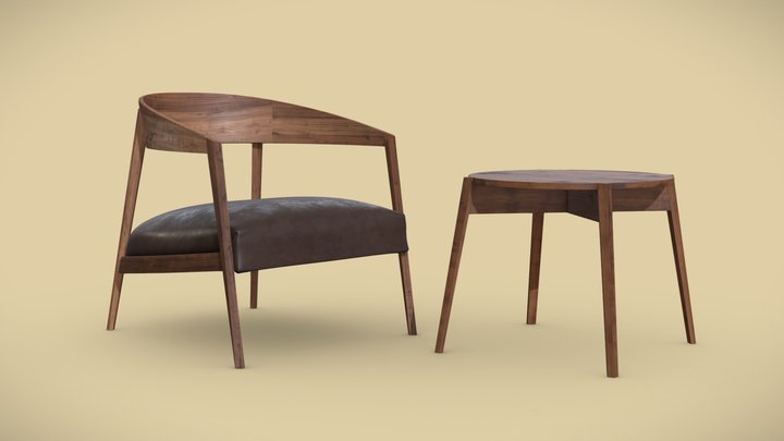 Lizzye Armchair and Table 3D Model