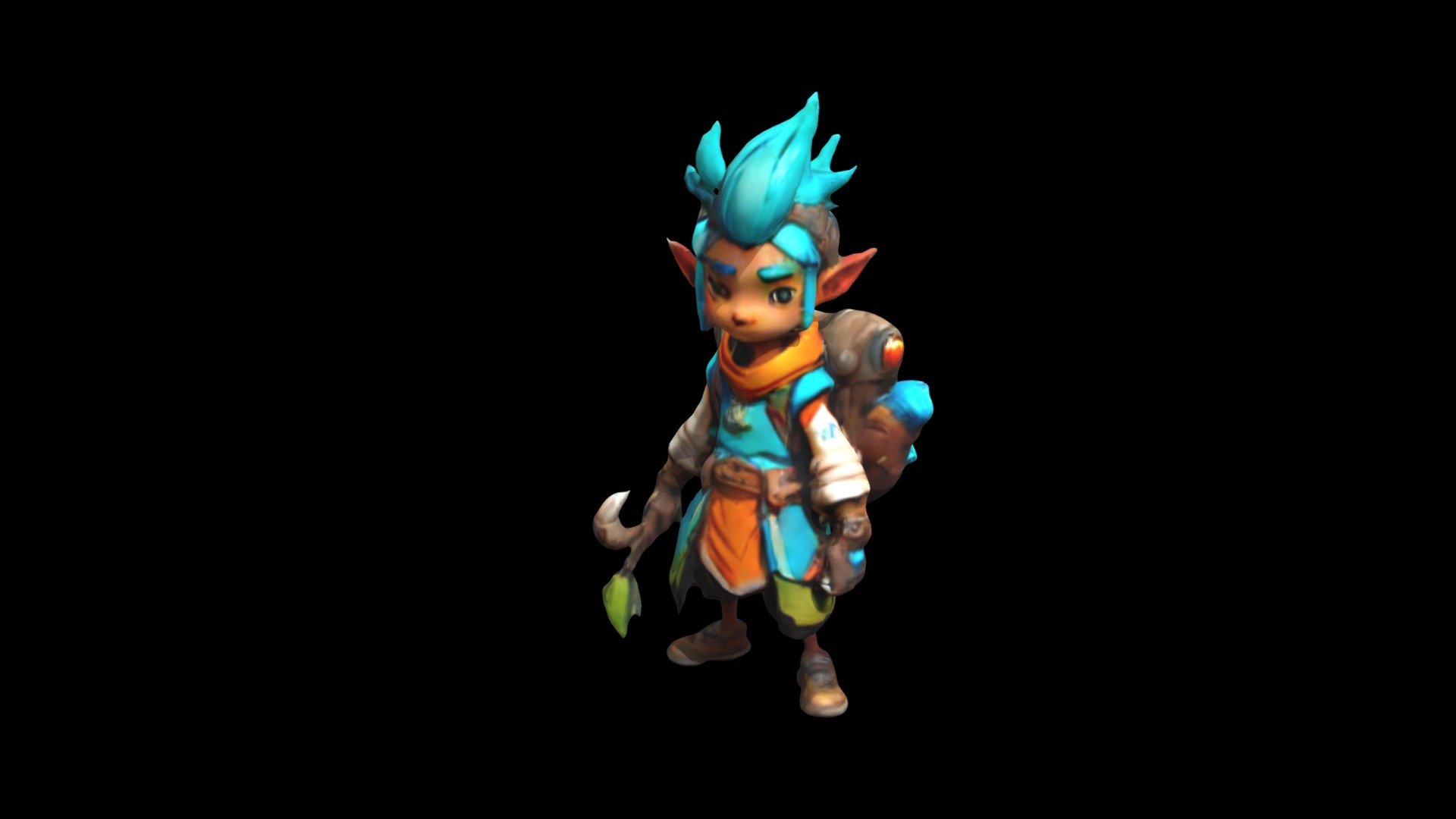 a cartoon character with blue hair and a back - Download Free 3D model ...
