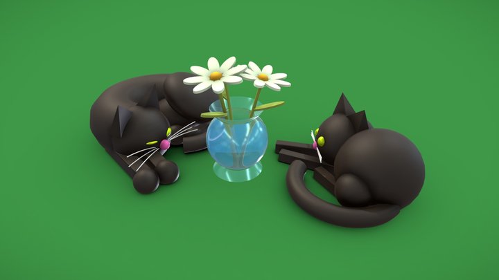 Two Variants Of Cats 3D Model
