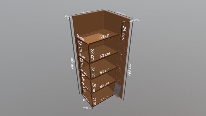 Fancy Scarf Shelf Measurements x6 3D Model