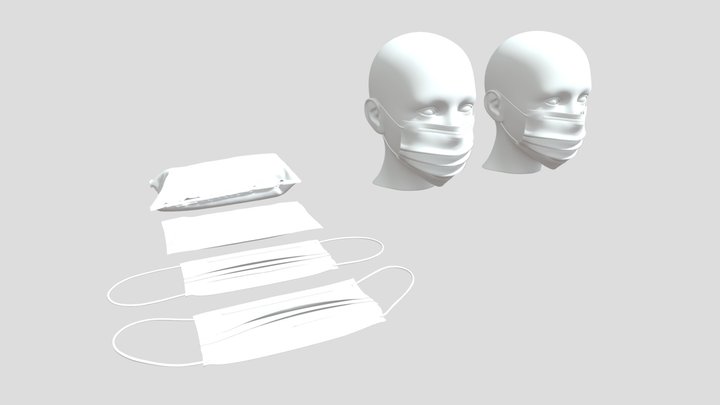 Draft of Disposable medical masks 3D Model