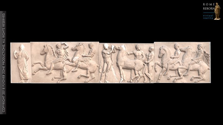 3D rendering of Parthenon West Frieze Part 1