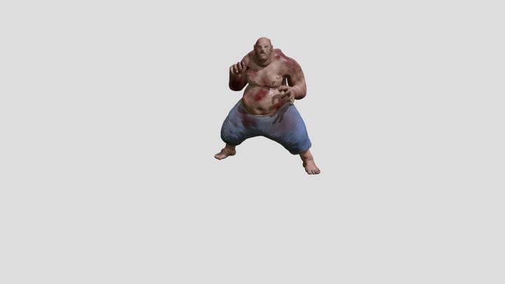 Realistic Fat Zombie 3D Model for Games 3D Model
