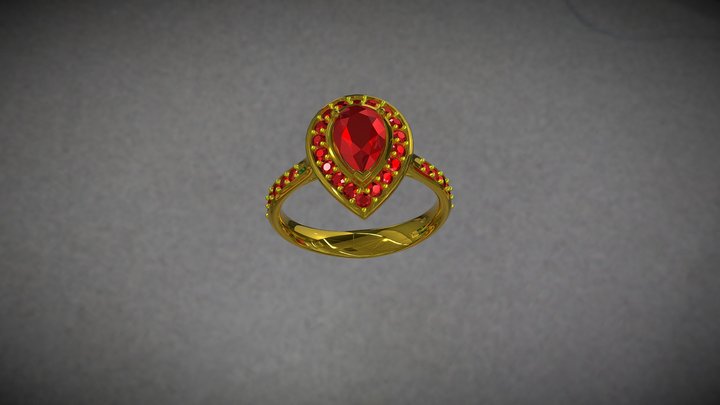 Halo Ring 8x5 Pear 3D Model