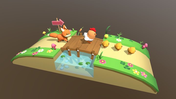 Chicken Scene 3D Model