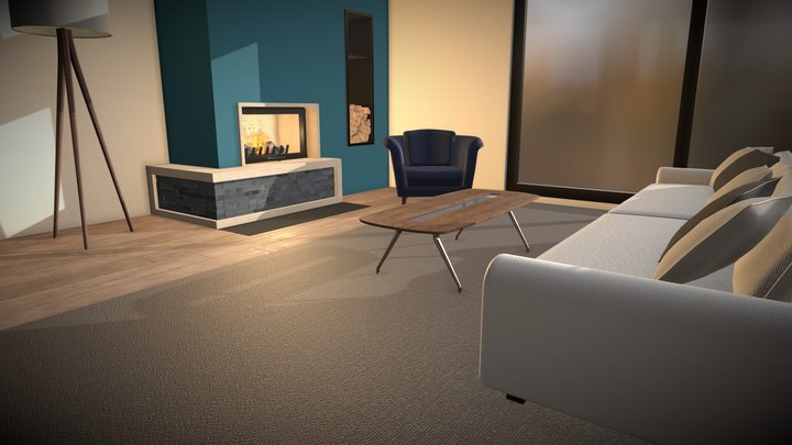 Cozy appartement (animated fire) 3D Model