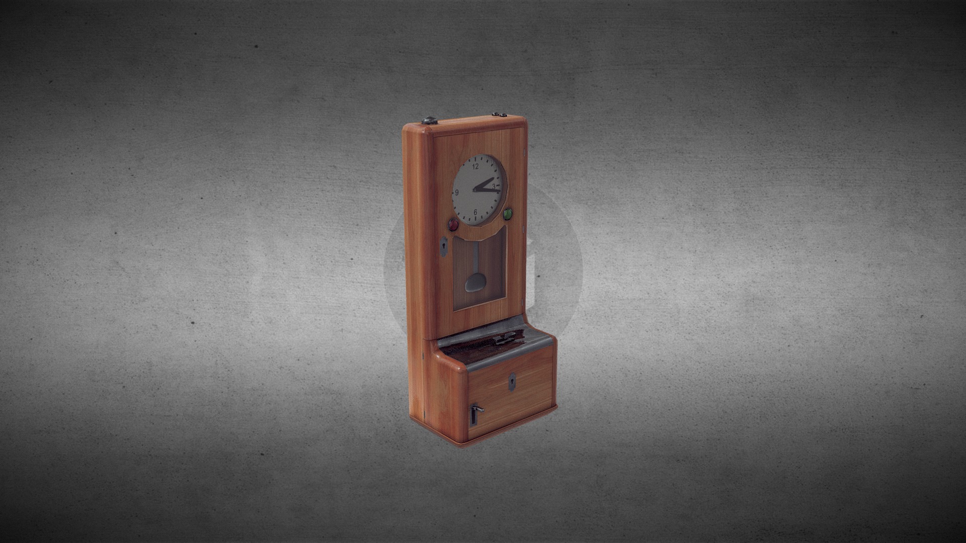 3D model Time recorder - This is a 3D model of the Time recorder. The 3D model is about a clock on a wooden box.