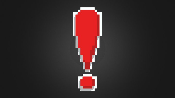 Voxel Exclamation Point 3D Model