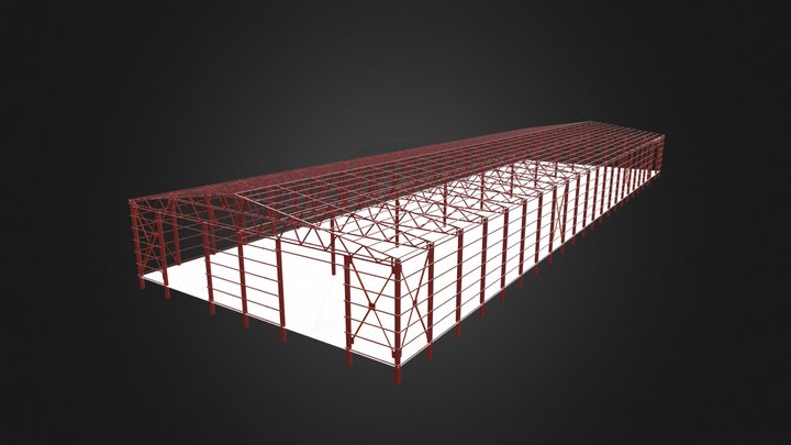 Ангар 80х24,6 м (каркас) 3D Model