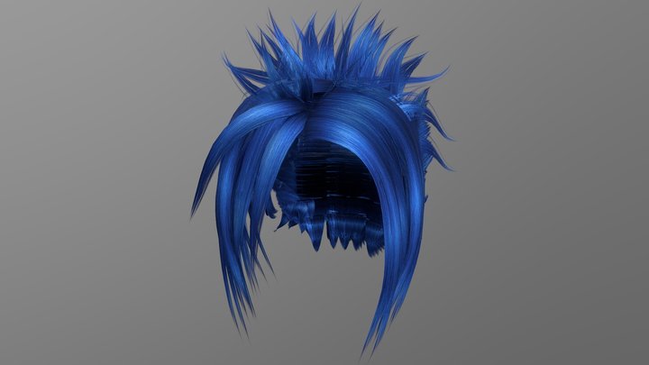 Anime Hair (Blue) 3D Model