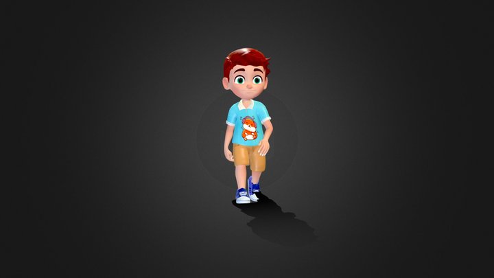 Little Boy Gaming Animation 3D Model