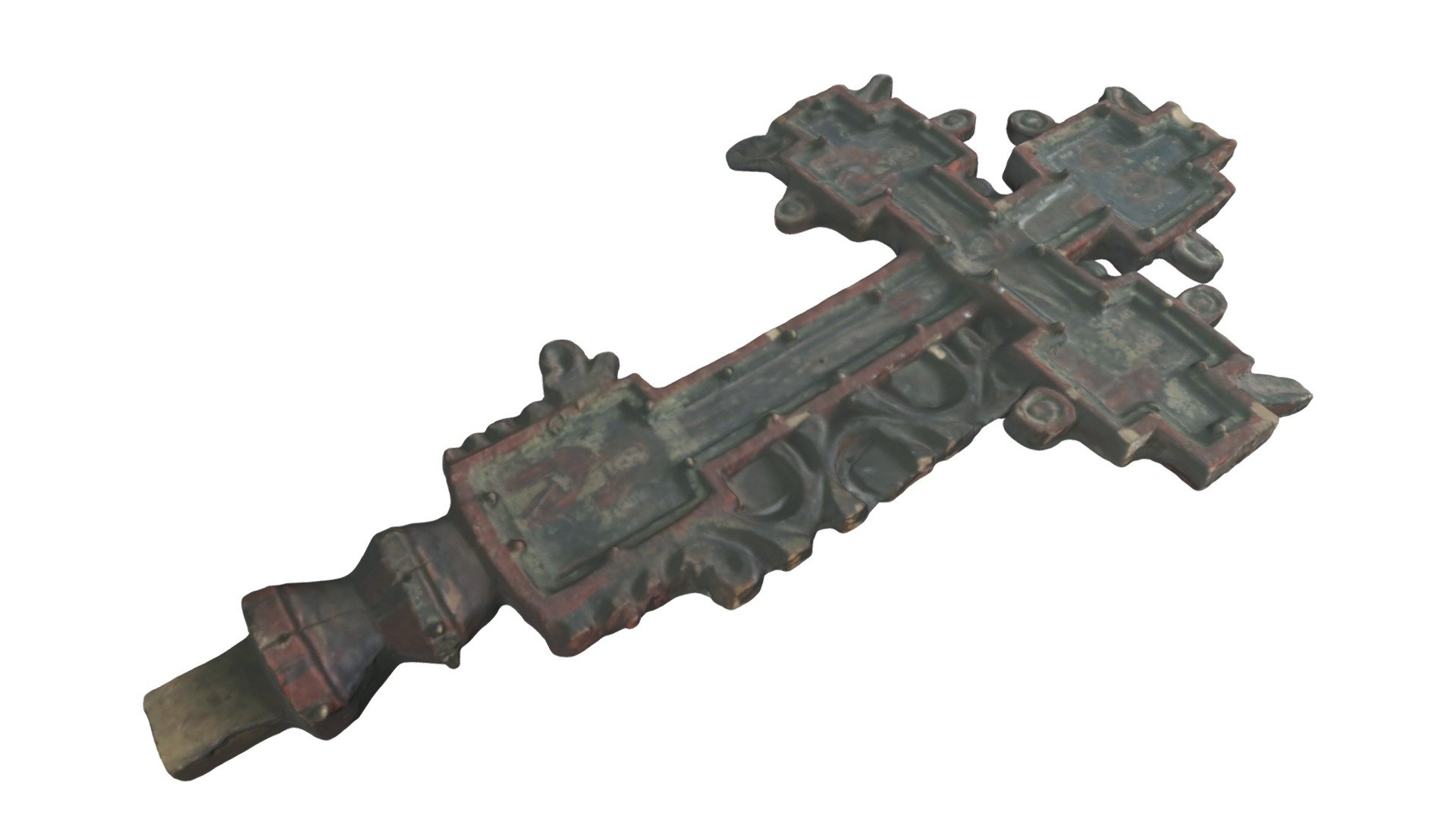 B9198 - Cruce de lemn pictată - fragment lipsa