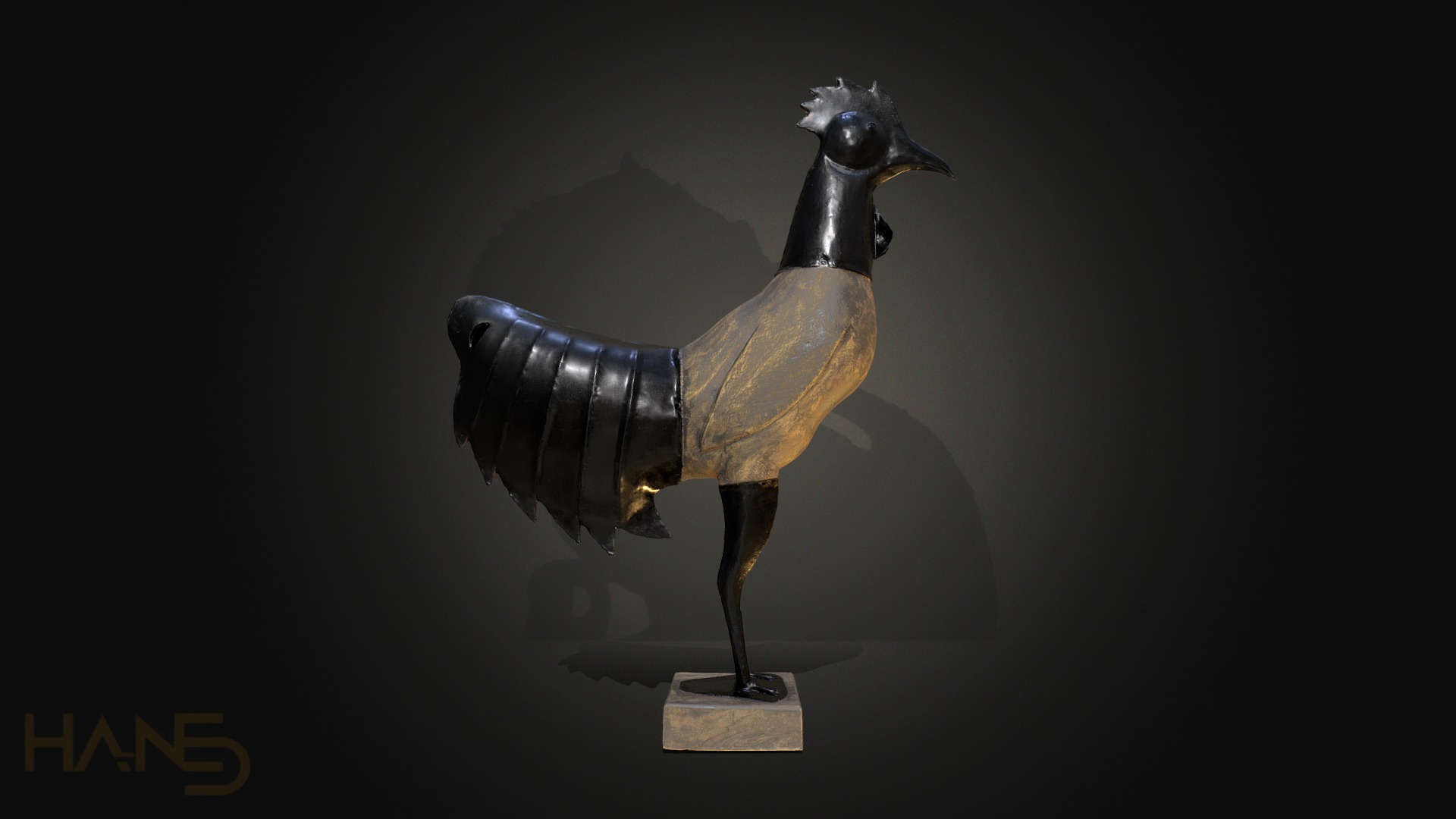 3D model Rooster - This is a 3D model of the Rooster. The 3D model is about a statue of a bird.