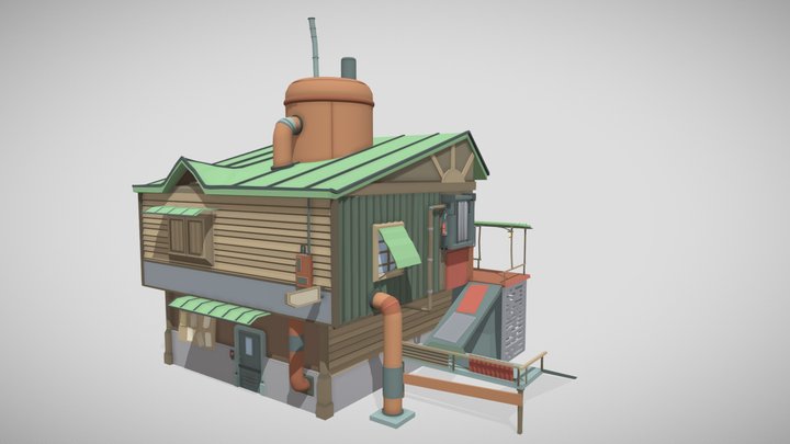 House in the corner of the city 3D Model