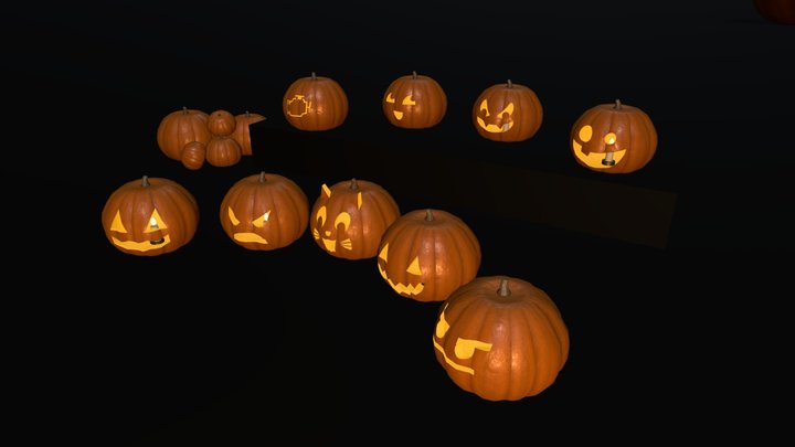 PBR Simple Jack-o'-Lanterns 3D Model