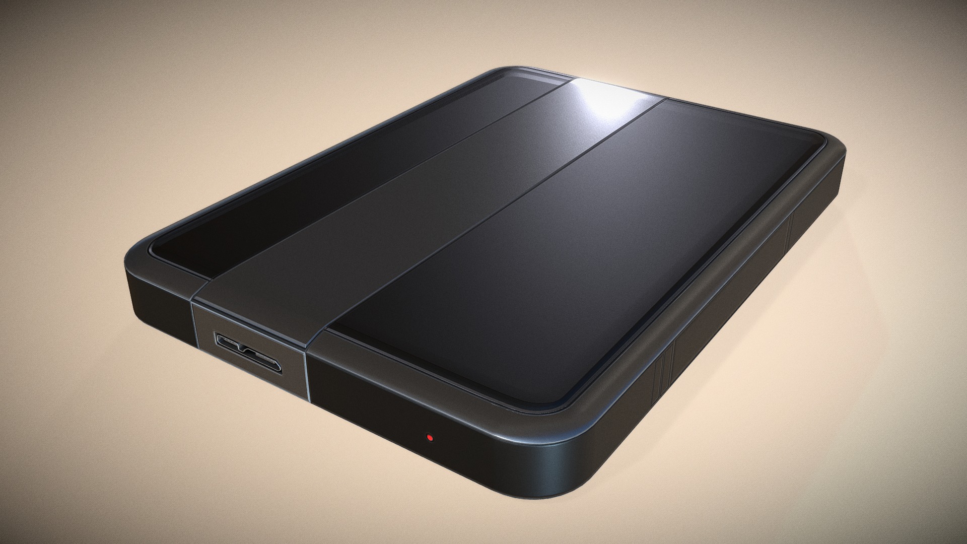 3D model External Hard Drive Dark Silver - This is a 3D model of the External Hard Drive Dark Silver. The 3D model is about a black cell phone.