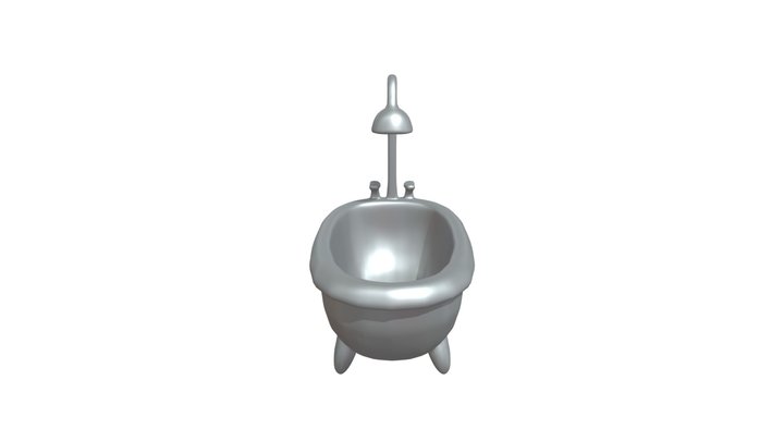cartoon bathtub with shower fixture 3D Model