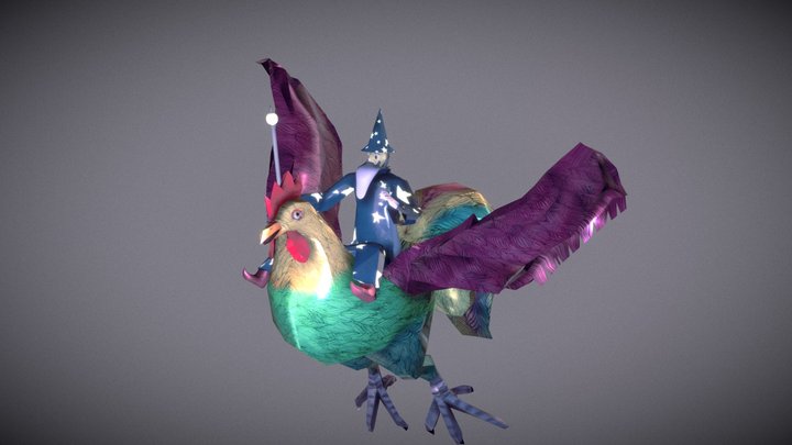 Rooster & Wizard 3D Model