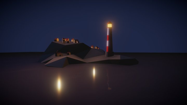 My first scene - Low Poly Lighthouse 3D Model