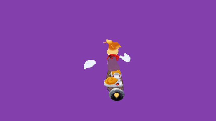 Rayman on Rayman 3 surfboard 3D Model