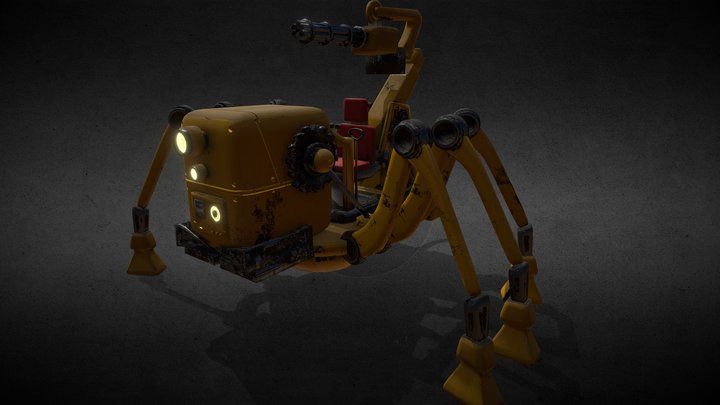 Scorpion Crawler with Minigun 3D Model