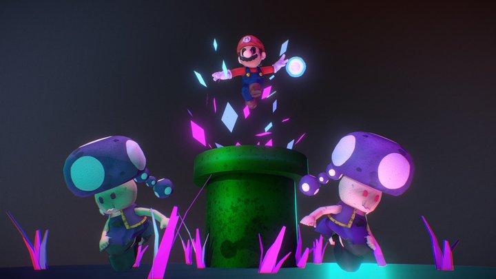 Cyberpunk Mario 3D Model