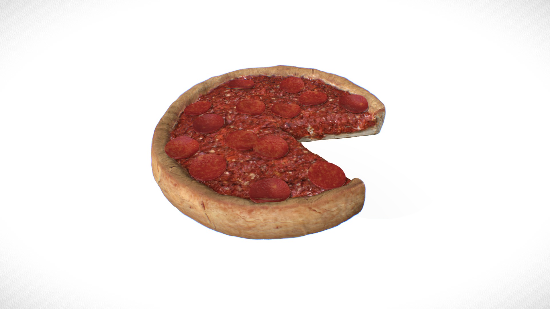 3D model Food Series #1 – Deep Dish Pizza - This is a 3D model of the Food Series #1 - Deep Dish Pizza. The 3D model is about a piece of pizza.
