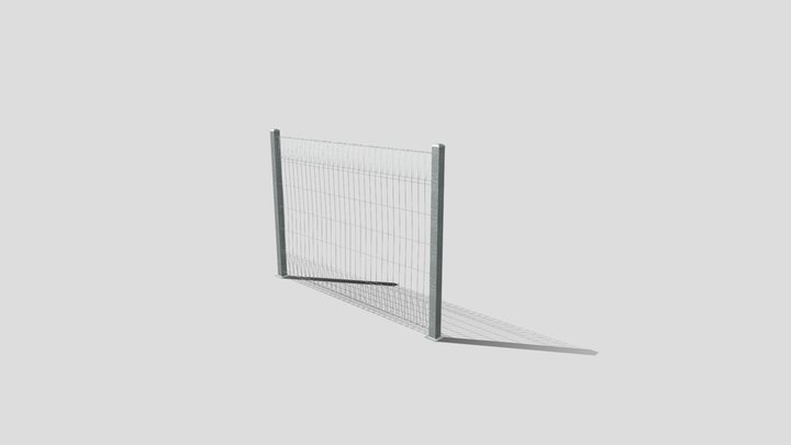 Galvanised Rolltop Mesh Fence 3D Model