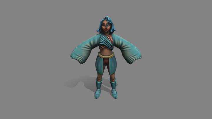 Original Hand-Painted 3D Female Character Model 3D Model