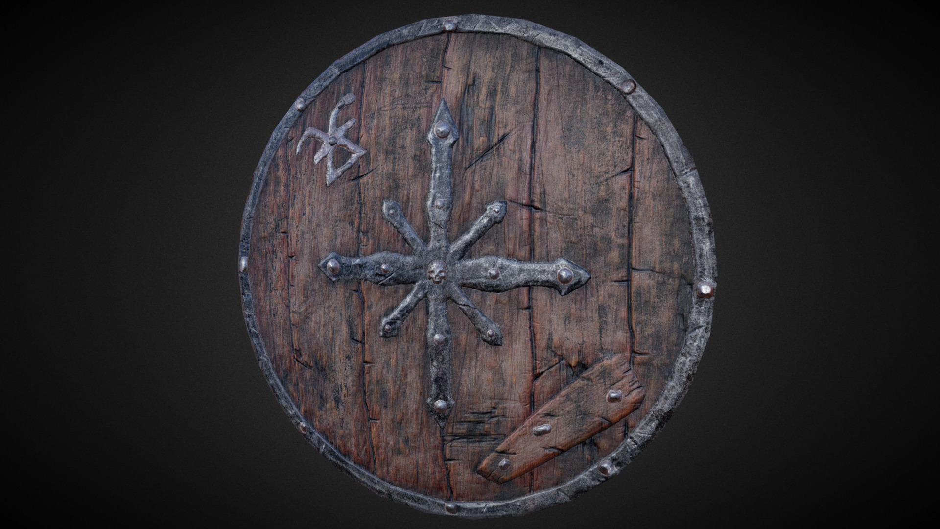 3D model Old Shield - This is a 3D model of the Old Shield. The 3D model is about a compass with a star on it.