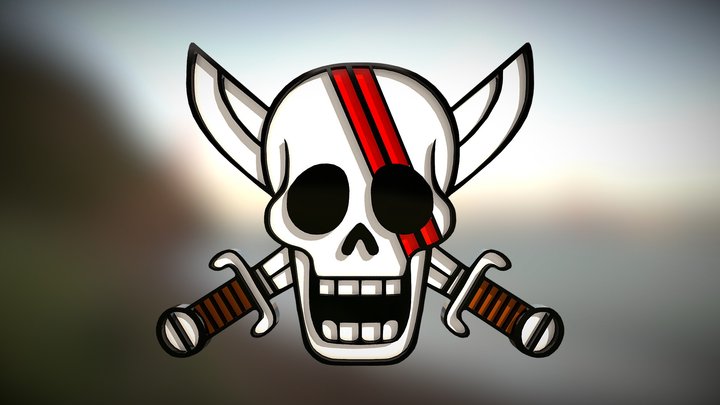 Red Haired Pirates Logo 3D Model