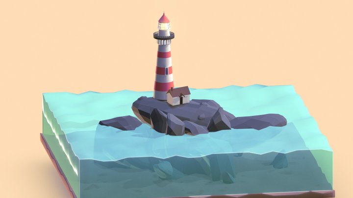Low Poly Lighthouse Scene – Modello 3D gratuito STL