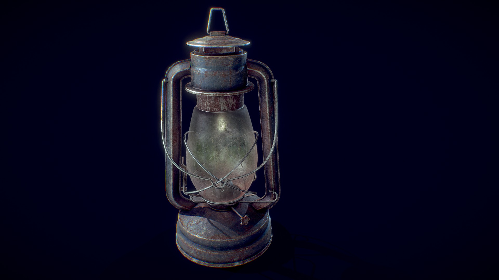 3D model Rusted Old Lantern - This is a 3D model of the Rusted Old Lantern. The 3D model is about a metal object with a handle.
