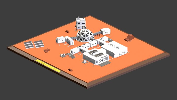 Nationeerian Mars Base A 001 3D Model