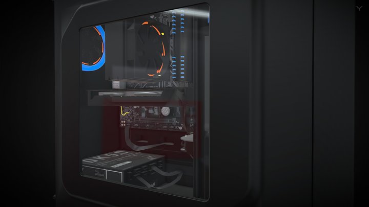 PC Case | Desktop computer with fan and LED 3D Model