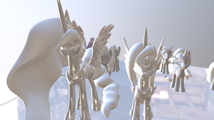 Pony bases and faces 3D Model