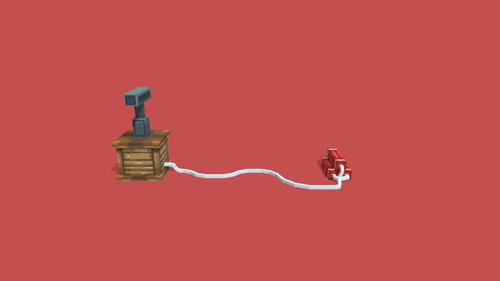 Dynamite with lever 3D Model