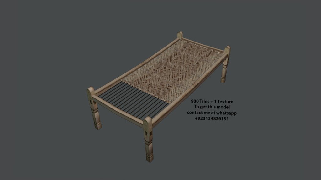 Asian Charpai - Wooden Bed (Low Poly)