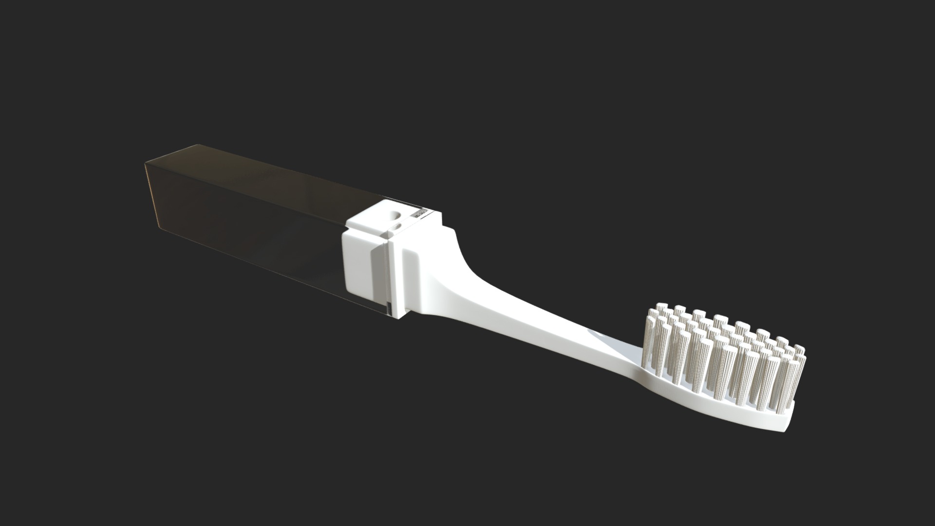 3D model Travel toothbrush - This is a 3D model of the Travel toothbrush. The 3D model is about a white and silver tooth brush.