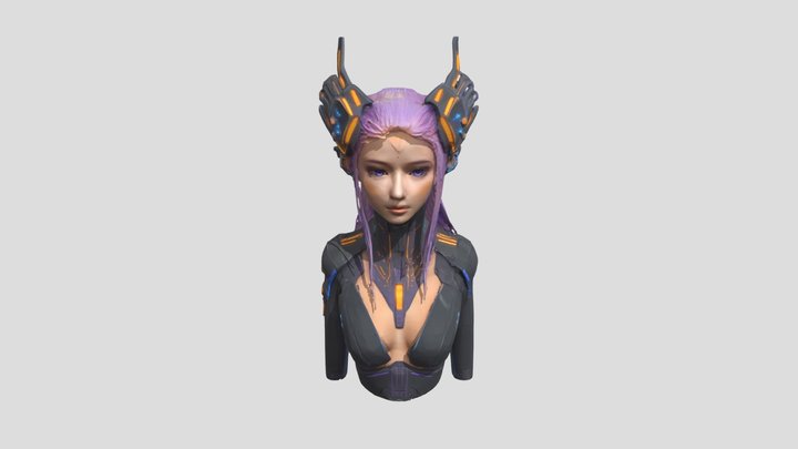 Neon Cyber Guardian 3D Model