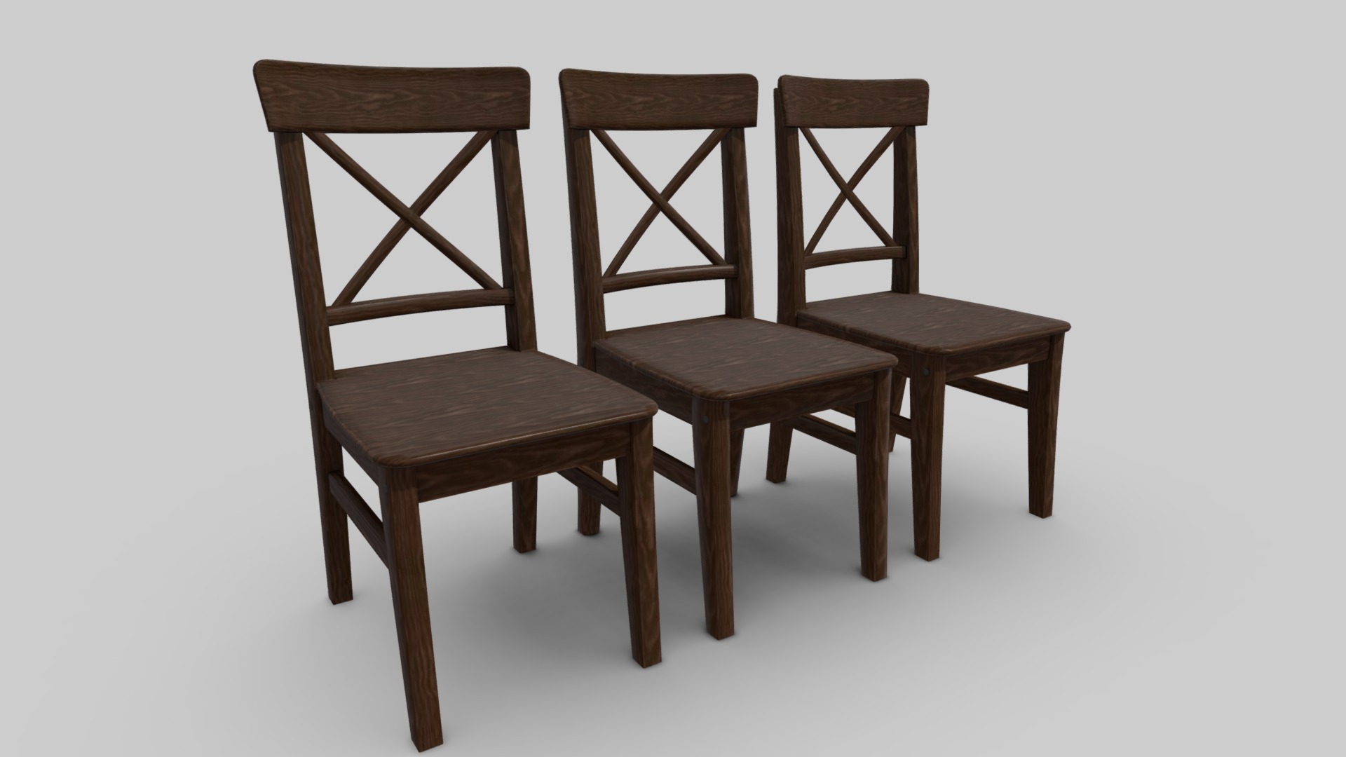 3D model Chair "Ingolf" (SHP, HP and LP) - This is a 3D model of the Chair "Ingolf" (SHP, HP and LP). The 3D model is about a group of wooden chairs.