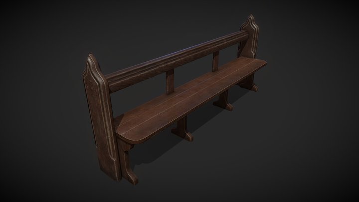 Church bench 3D Model